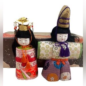 VTG Japanese Kimekomi Hina Ningyo Emperor & Empress dolls